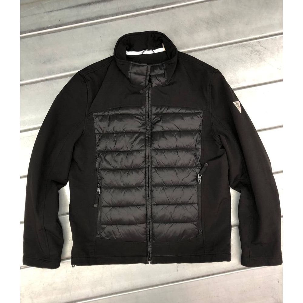 Guess Jacket Mens Size Large Black Zip Up